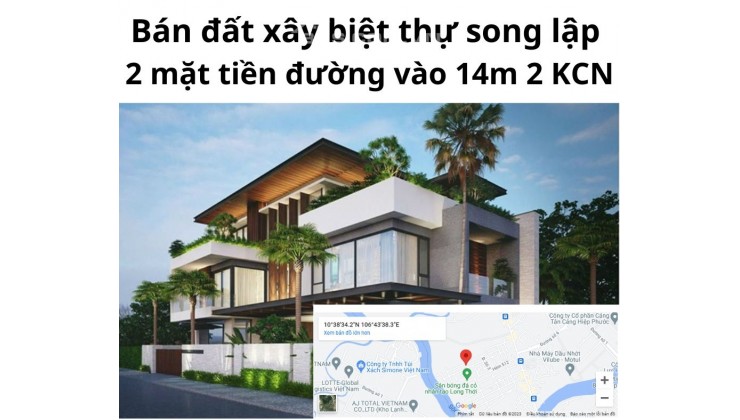 Bán đất 2 trước mặt xây khu biệt thự độc lập khu dân sinh sống bộ công an 2 khu CN cực tiềm lực